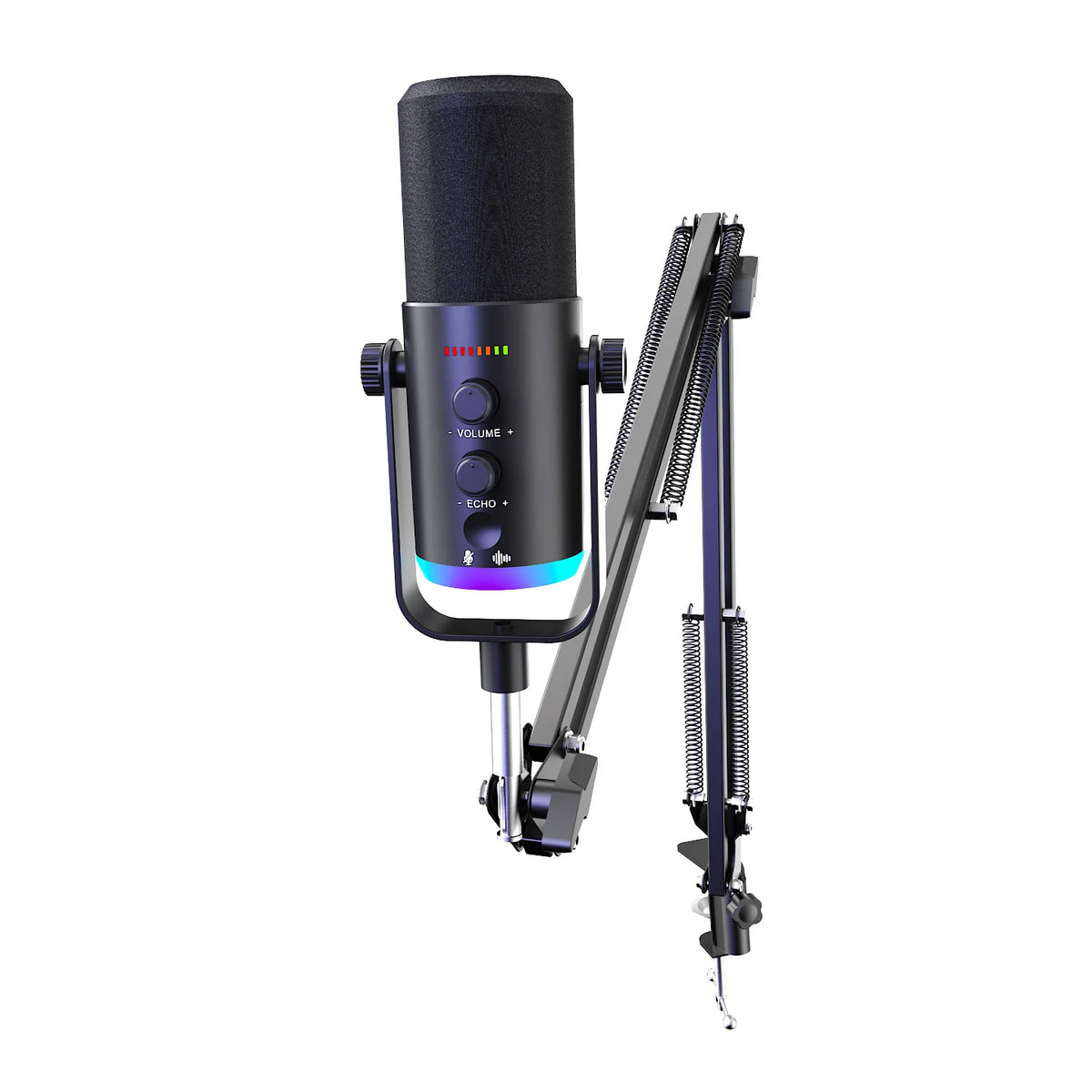 Professional USB Gaming Podcast Condenser MicrophoneKit with Adjustable Metal Boom Arm, 360° Rotatable Design,ENC Noise Reduction, HD Sound Pickup, Easy 1-Touch &Gain Control for PC Laptop Twitch YouTube StreamingRecording,