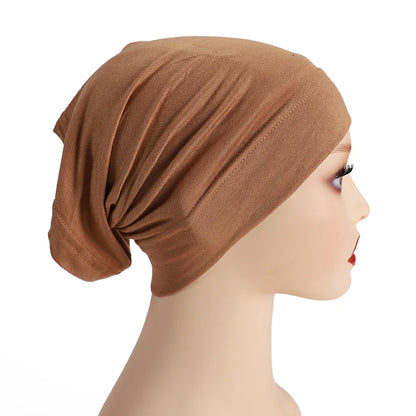 Soft Modal Inner Hijab Cap Muslim Stretch Turban Cap Islamic Underscarf Bonnet Hat Female Headband Tube Cap Turbante