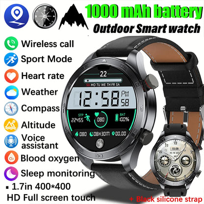 2026 new business men's smart watch 1000 mAh battery with compass altitude pressure IPX8 waterproof call sports health watch