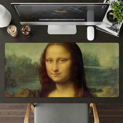 L.da Vinci Acrylic Paint Mouse Pad Large Non-Slip Waterproof Mat Stitched Edge Keyboard Pad for Gaming Daily Office