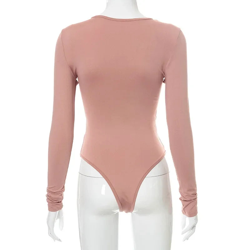 Summer New Women's Jumpsuit Solid Color Cross Hollow Long Sleeve Revealed Waist Slimming Smooths Your Silhouette