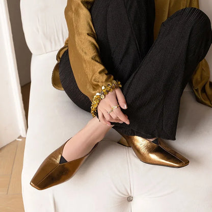 Luxury Gold Silver Leather Women's Mules Strange High Heels Wedge Women's Slippers Elegant Evening Dress Shoes Heels for Ladies