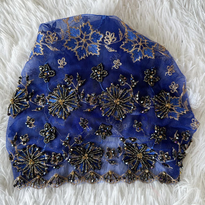 High Quality Lace handcrafted Beaded Turban Hat Female Head Wraps Caps Muslim Women Headscarf Bonnet Ready to Wear Inner Hijabs