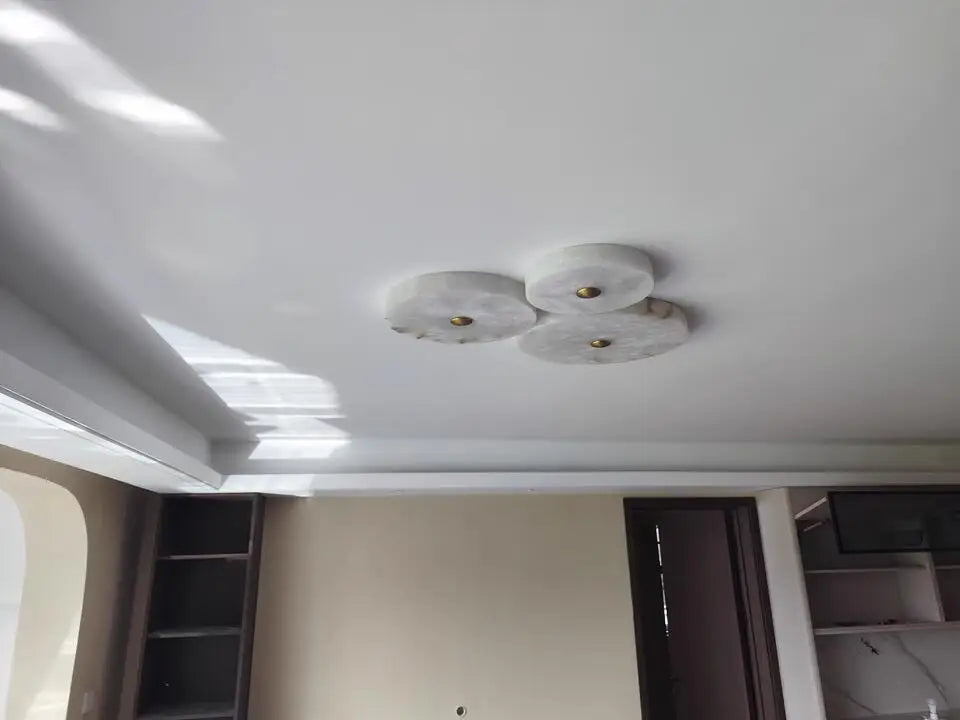 Modern Simple LED Natural Marble Ceiling Lamp Living Room Bedroom Corridor Circular Ultra-thin All-copper Wall Lamp Indoor Decor