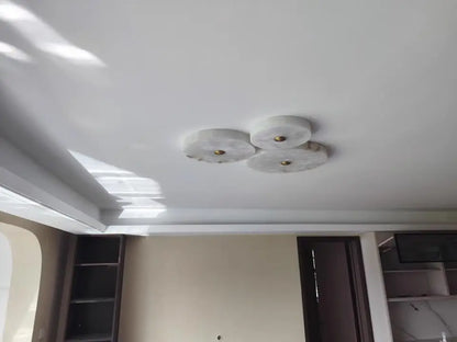 Modern Simple LED Natural Marble Ceiling Lamp Living Room Bedroom Corridor Circular Ultra-thin All-copper Wall Lamp Indoor Decor