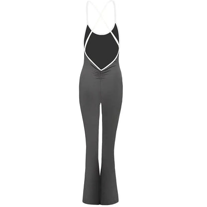 Women's Jumpsuits Streetwear Fashion Summer New Casual Slim Clothing Solid Sexy Sling Backless Elegant Female Jumpsuits Clothing