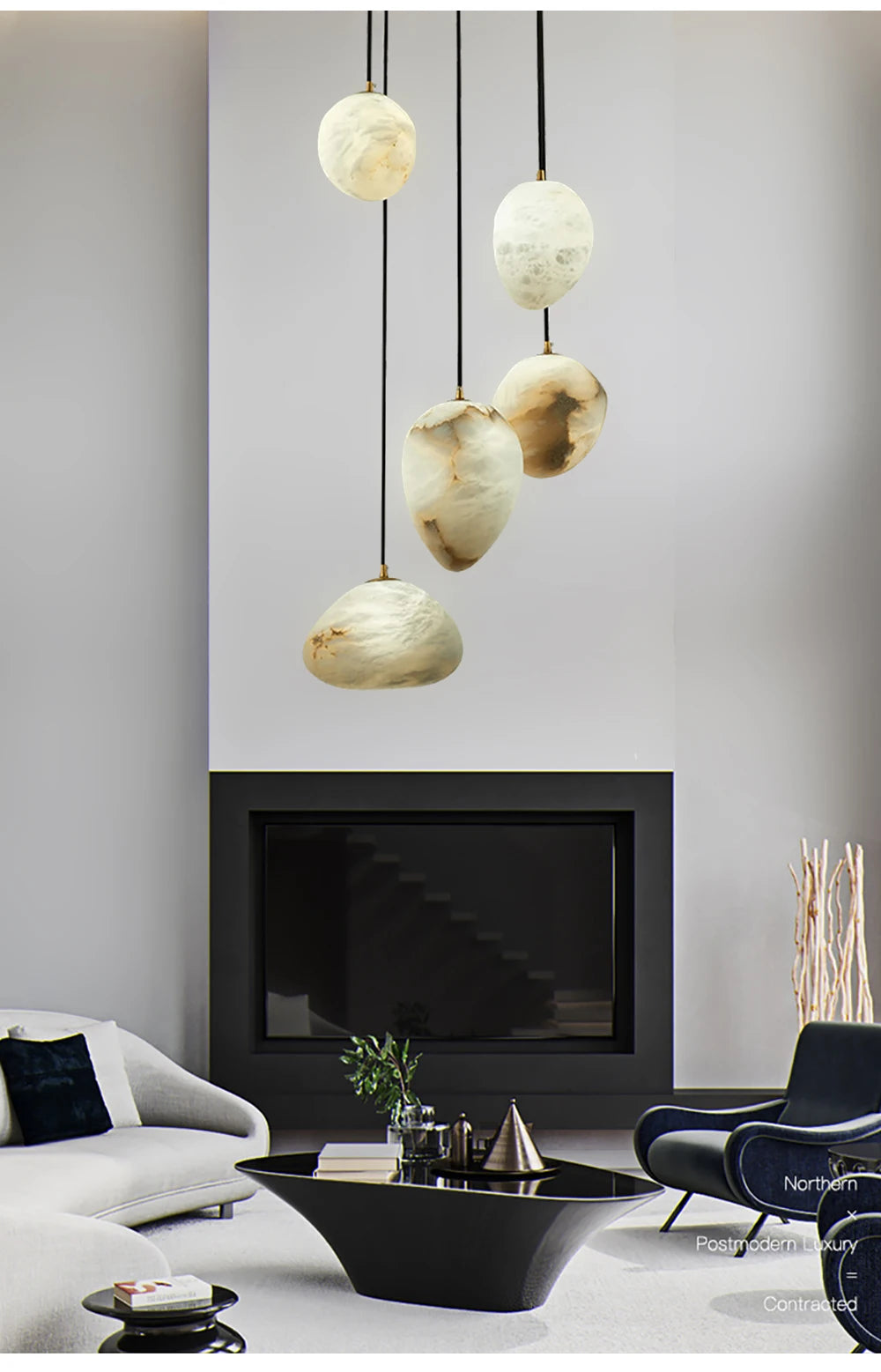 Natural Marble Art Pendant Lights Stone Lustre Copper LED Indoor Room Hanging Lamps For Ceiling Hall Stair Luxury Home Decor