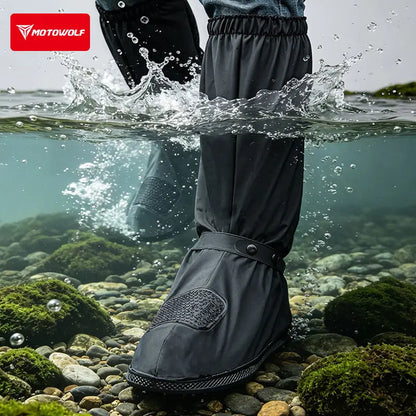 Waterproof Shoe Covers for Motorcycle Boots Reusable Foldable Rain Boot Shoe Cover with Zipper Non-Slip Reflector Rain Gear