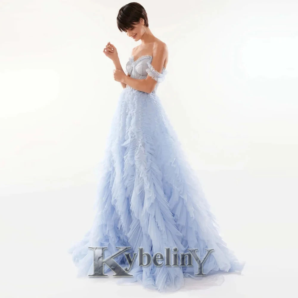 Kybeliny Fashionable Graduation Dresses for Woman High Neck Beadings Appliquse Trumpet Floor Length Pleat De Gala Customized