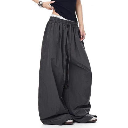 Women's Red Goth Sweatpants Baggy Parachute Pants Harajuku Oversize Dance Pants Japanese 2000s Style Y2k Vintage Emo Trousers