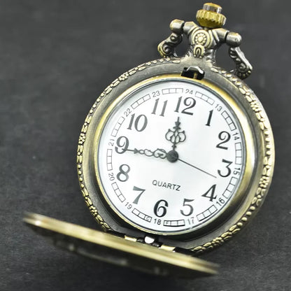 Vintage Steampunk Handsome Dragon Group Carved Quartz Pocket Watch Necklace Pendant Clock Chain Men's and Women's Gifts