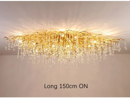 Rectangle Luxury Gold Crystal Chandelier For Dining Living Room Lobby Kitchen Table Modern Lurxy Gold Crystal Celling Chandelier