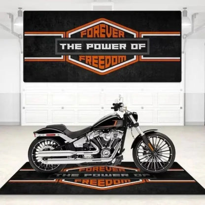 Crystal Velvet Motorcycle Mat, Anti-Slip Garage Floor Mat for Harley/Honda, Flame/Tribal/Racing Style, Motorbike Parking Rug