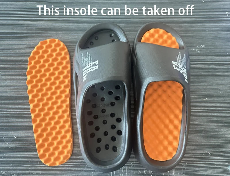 Men's Massage Slides Ultra Soft Cloud Slippers Thick Sole Non-slip Indoor Outdoor Sandals Casual Beach Flip Flops Big Size 48 49