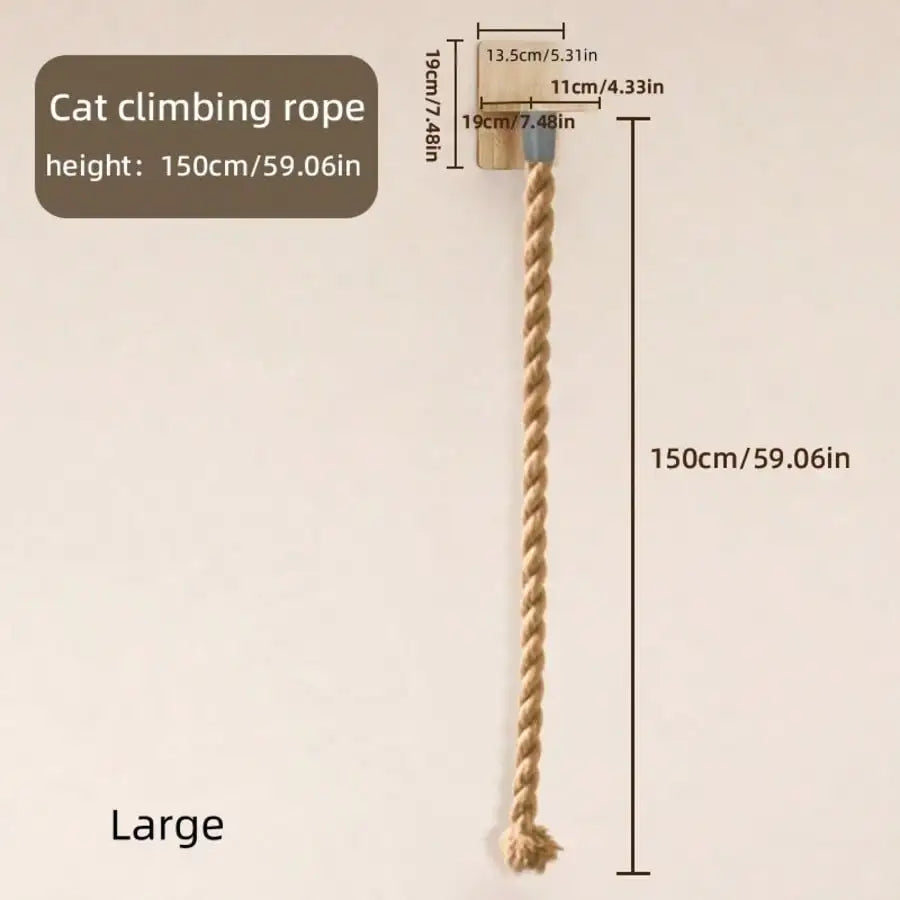 Wall Mounted Cat Sisal Rope Scratching Rope Wooden Cat Climbing Perch Heavy Duty Reinforced Cat Wall Furniture Chew Resistant Durable Cat Scratcher Toy For Indoor Cats