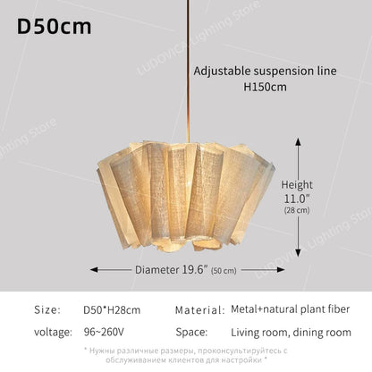 Wabi Sabi Chandelier Handmade Fabric LED Pendant Lights Vintage Living Room Study Clothes Shop Restaurant Designer Hanging Light
