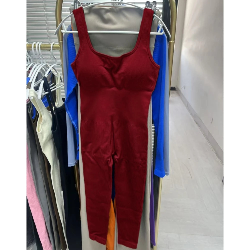 HLJ&GG High Stretchy Ribber Bodycon One Piece Jumpsuits Women Sleeveless Slim Playsuits Casual Quality Sporty Leggings Overalls
