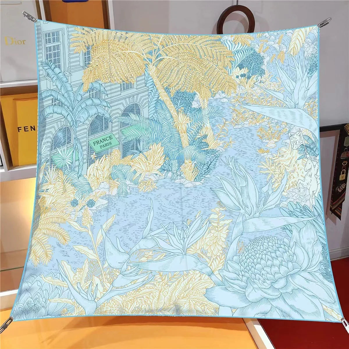 【2025 New】90x90 Twill Silk Square Scarf for Women - French Retro Niche Bustier Shawl Scarf - Stylish Fashion Wrap Accessory