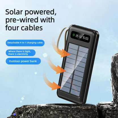 10000/20000mAh Outdoor Solar Large-capacity Mobile Power Bank for IPhone Android Phone Shared Self - Contained Cable (CCC)