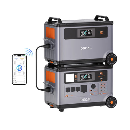 OSCAL PowerMax6000 Solar Generator (Compatible with Battery Packs/Solar Panels) 120V/240V Portable Power Station 6000W AC Output (9000W Peak), 2200W AC Charging, 2400W Solar Charging, App Control, Ideal for Home Emergencies a
