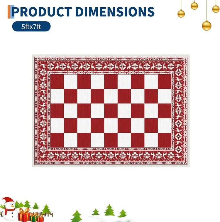Garvee 5x7ft/9x12ft Christmas Area Rugs for Living Room Decoration Holiday Home Decoration Soft Non-Slip Rug Entrance Hall Doormat Bathroom Foot Mat