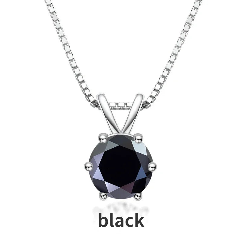 TY 1ct Moissanite Pendant Necklaces S925 Sterling Silver Solitaire Necklace Chains For Women Fine Jewellry Gifts