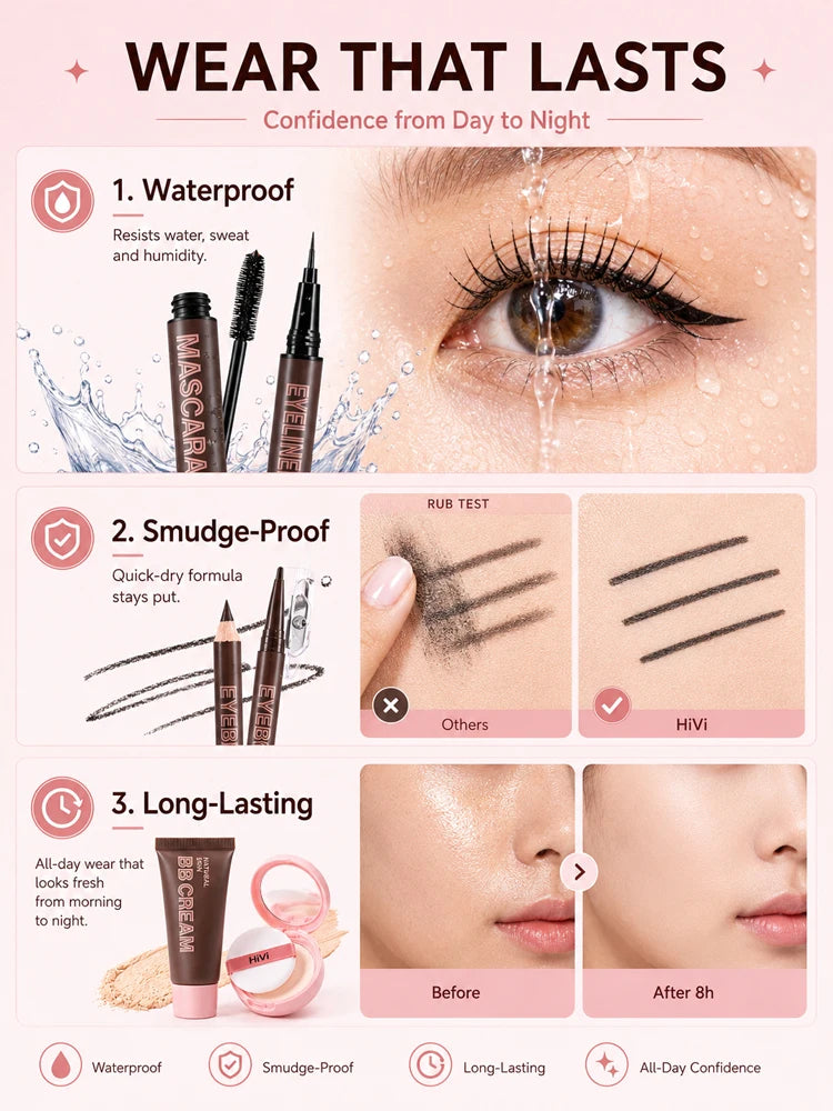 9PCS Makeup Gift Set for Women, All-in-One Lipstick Mascara Eyeliner BB Cream Powder Compact, Travel Beauty Kit for Beginners