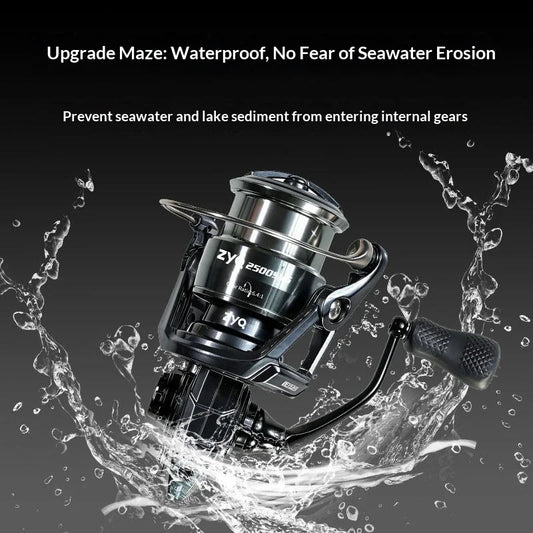 ZYQ Spinning Fishing Reel Leishi Pro Carbon Fiber Metal High Gear Ratio Shallow Spool Waterproof For Freshwater Saltwater Lure