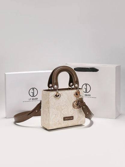 Luxury and Versatile Handheld Square Bag with Delicate Embroidery and High Quality Metal Pendant Women New Fashion Crossbody Bag