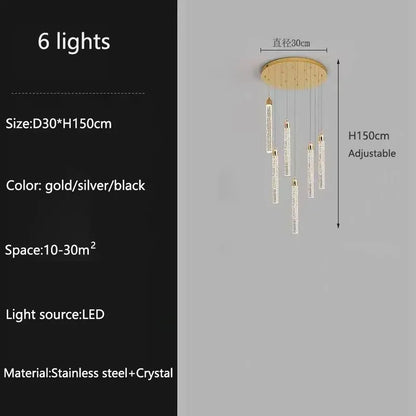 Modern Ceiling Chandelier Luxury Staircase Crystal Chandeliers Duplex Attic Villa Living Room Pendant Lights Home Decor Lighting