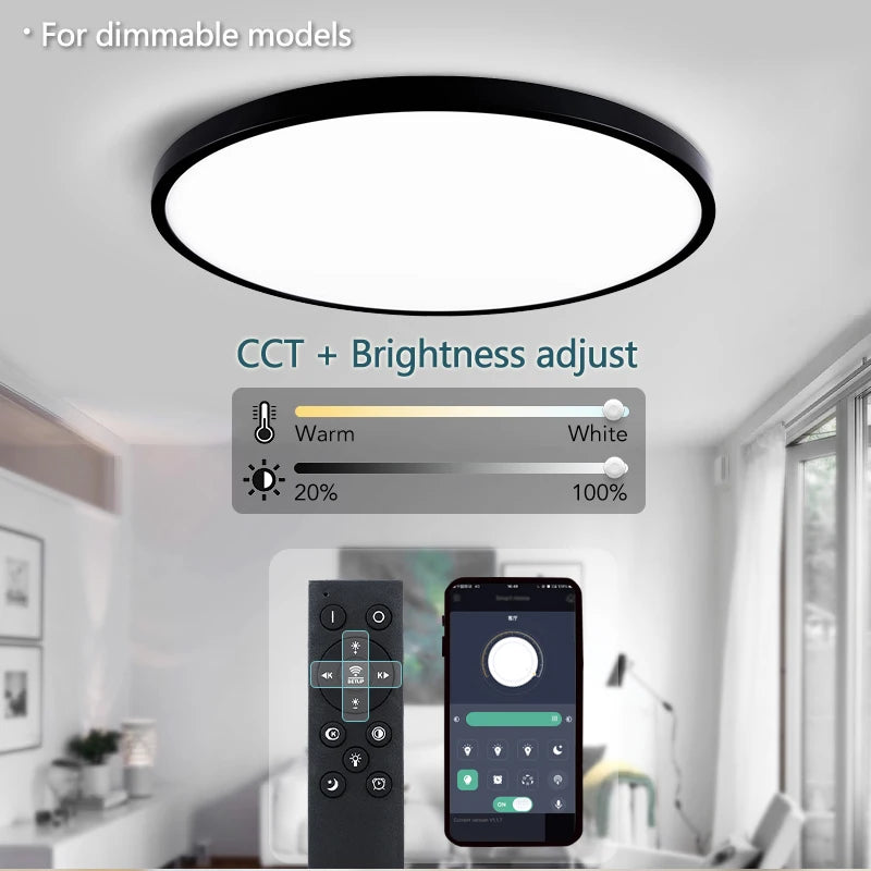 50CM Large Ceiling Lamp Smart APP/Remote Control Dimmable for Bedroom 48W Ceiling Lights AC 110/220V LED Lights for Living Room