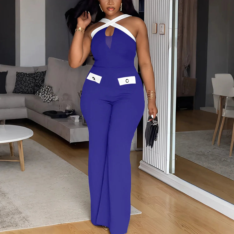 GLCMYAYA 2025 Fashion Street Jumpsuits Women Sleeveless Crop Wide Leg One Piece Hollow Out Overall Sexy Rompers Outfits
