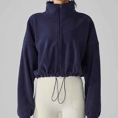 Blouse Outerwear Yoga Wear Women's Autumn/Winter Zip-up Long Sleeves Fleece-lined Warm New Casual Comfortable Minimalist Niche