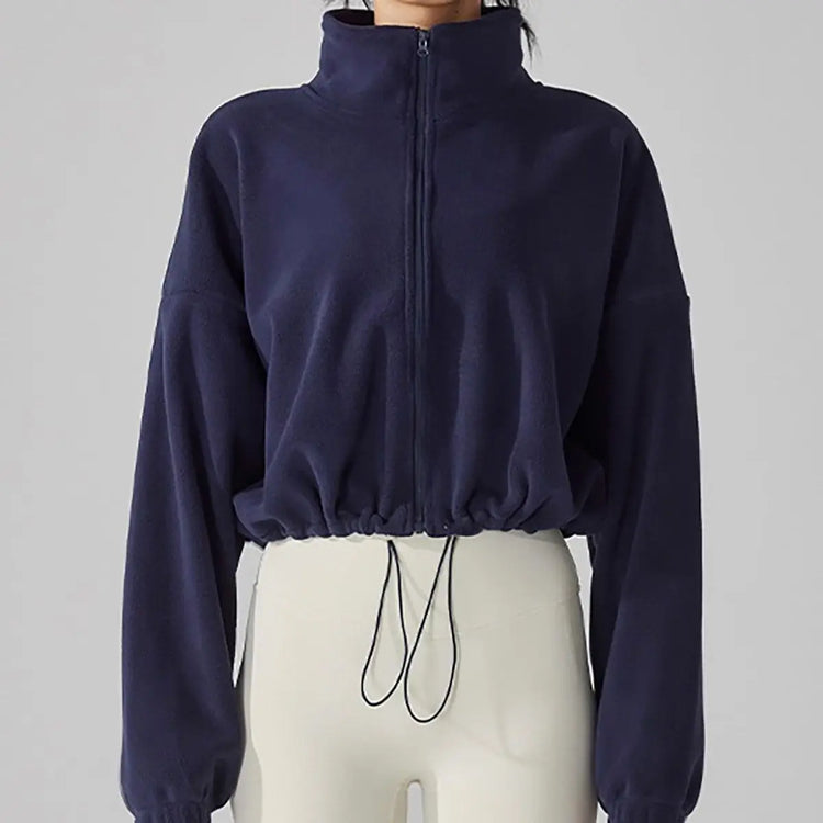 Blouse Outerwear Yoga Wear Women's Autumn/Winter Zip-up Long Sleeves Fleece-lined Warm New Casual Comfortable Minimalist Niche