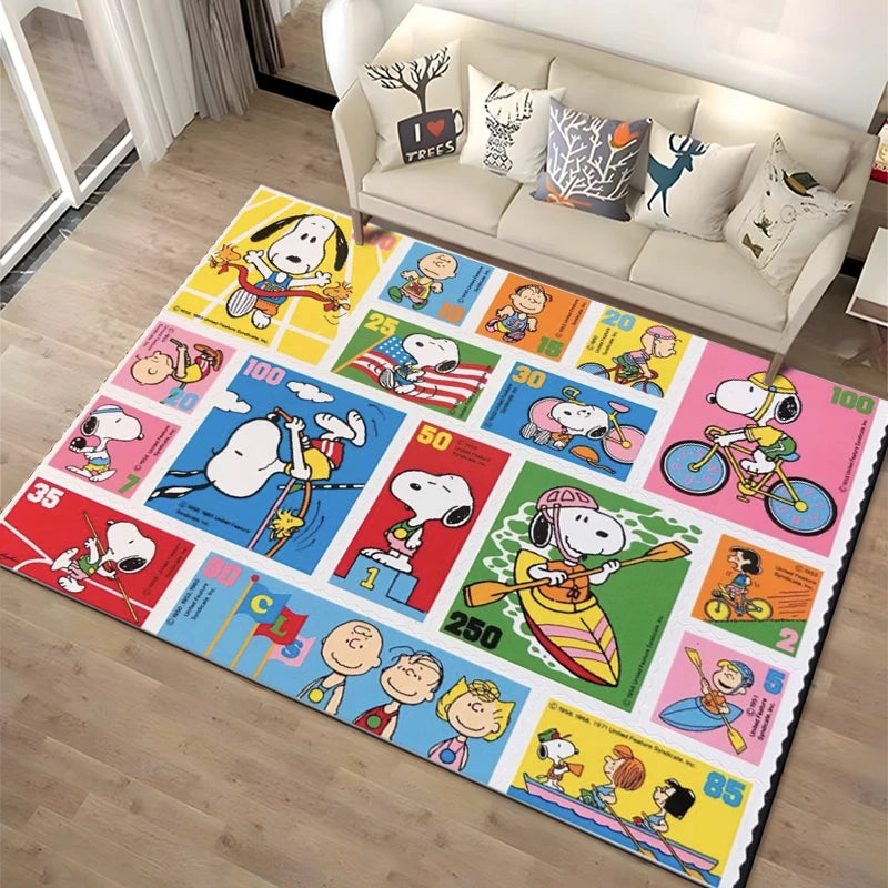 Cartoon Snoopy HD Printed Rugs Carpet For Living Room Home Decoration Children's Crawling Living Room Area Rug Game Floor Mat