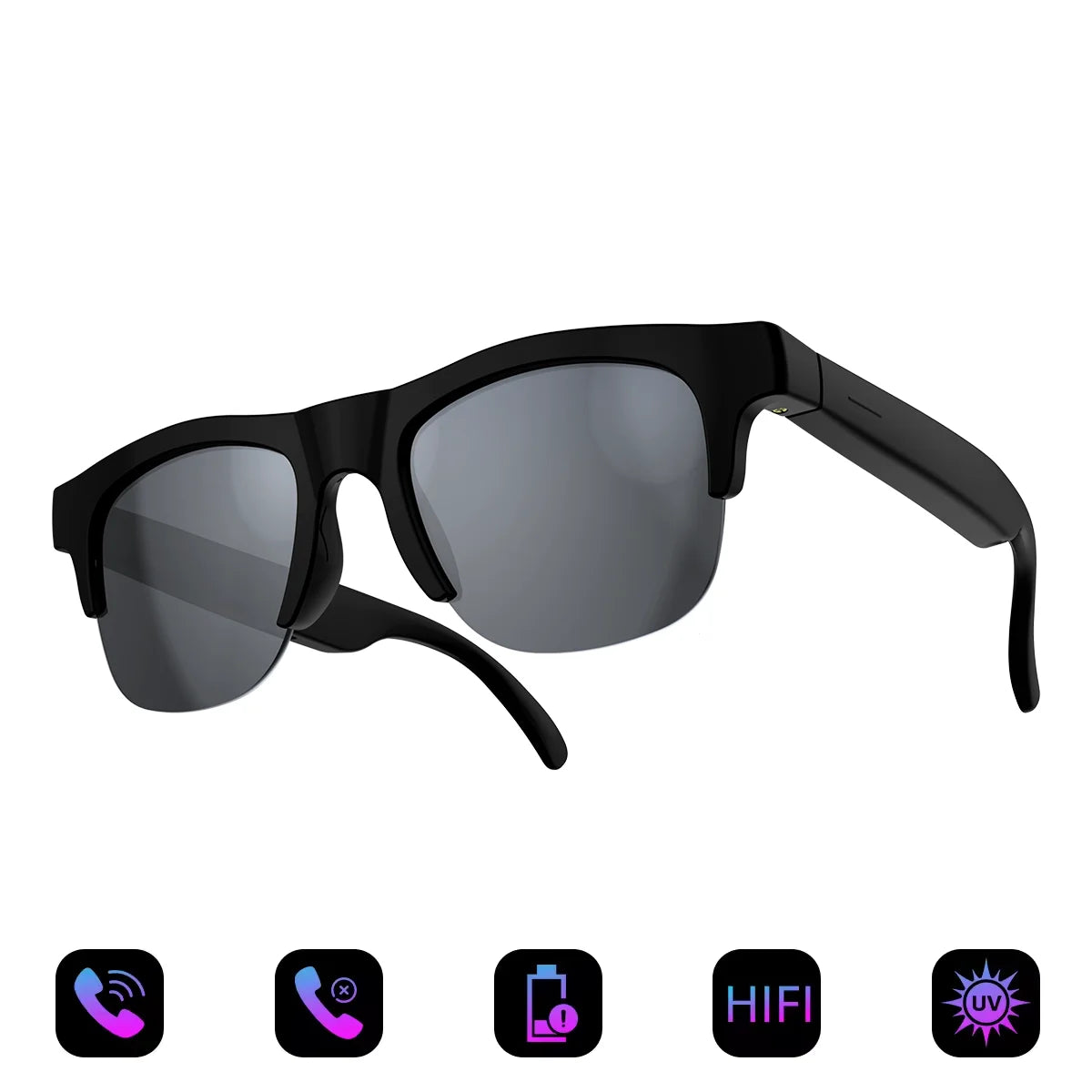 2026 New Smart Glasses Bluetooth 5.3 Music Control Wireless Call Answer Anti UV Sunglasses Camping Cycling For Men Women