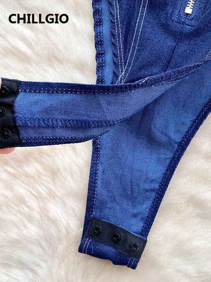 CHILLGIO Women Denim Overalls Fashion Slim Bodysuits One Piece Combination Onesie Zipper Strappy Rompers Summer Sexy Catsuits