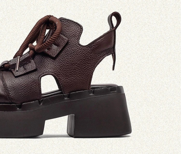 Myjyjz 7cm Cow Genuine Leather Flats Comfy Platform Wedge Fashion Flats Ankle Booties Sandals Luxury Shoes Mary Jane Pumps Women