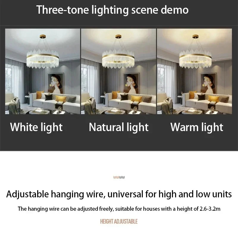 Modern Luxury Crystal Ceiling Chandelier Stainless Steel Living Room Lights Home Decor Dining Room Pendant Lamp Interior Bedroom