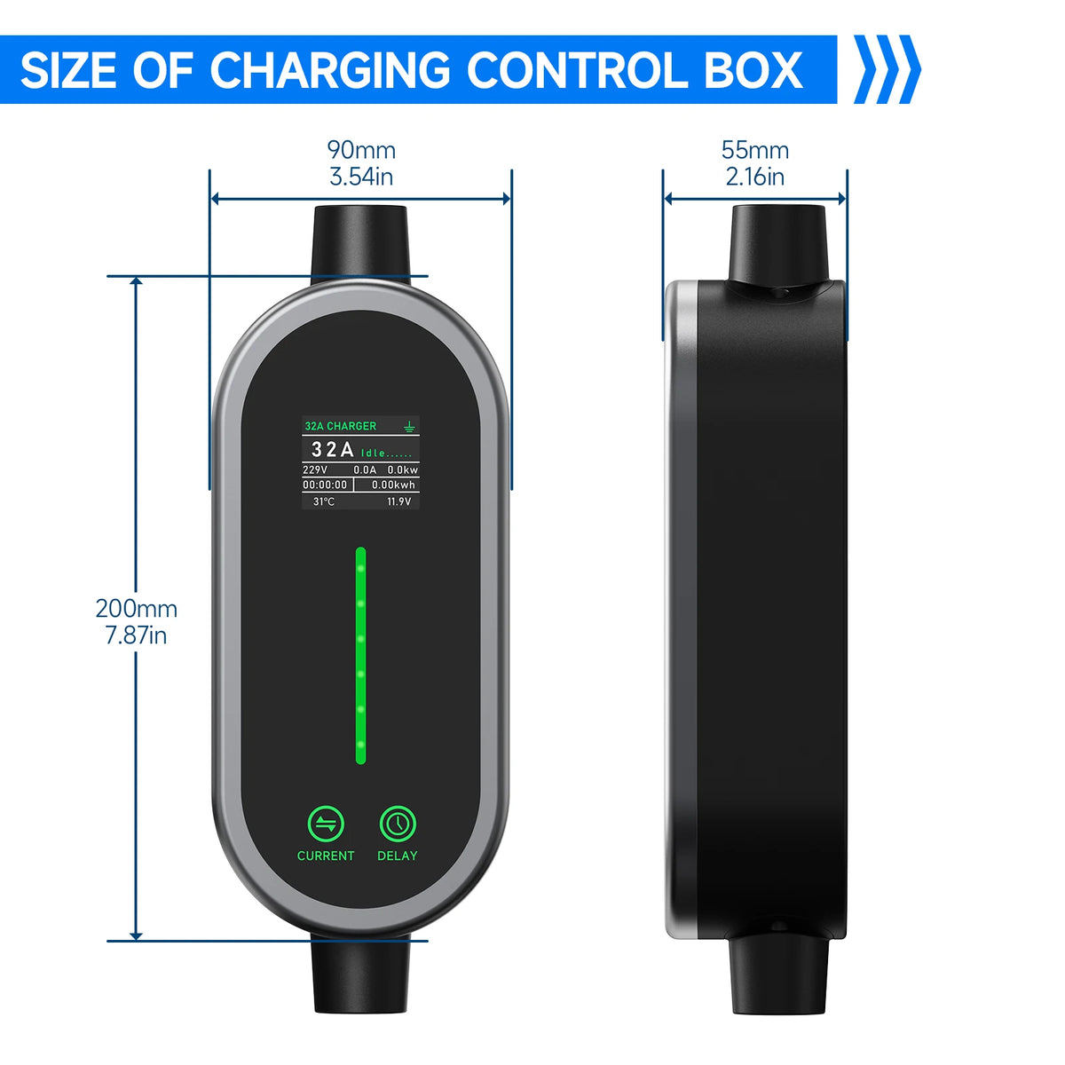 AFEEV 7KW 32A 1Phase Portable EV Charger Type2/Type1/GBT EVSE Fast Charging Cable Wallbox CEE Plug APP Bluetooth Control