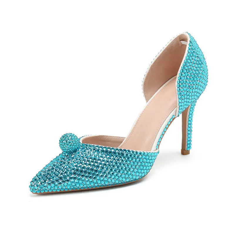 Ins Fashion Runway Show Luxury High Heel Color Hot Diamond Gradient Women'S Shoes Sandal Blingbling Wedding Shoes Dinner Pumps