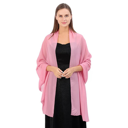 Pure Color Chiffon Shawls for Evening Dresses Women Wedding Evening Party Capes Scarves Summer Beach Towel Sunscreen Shawl