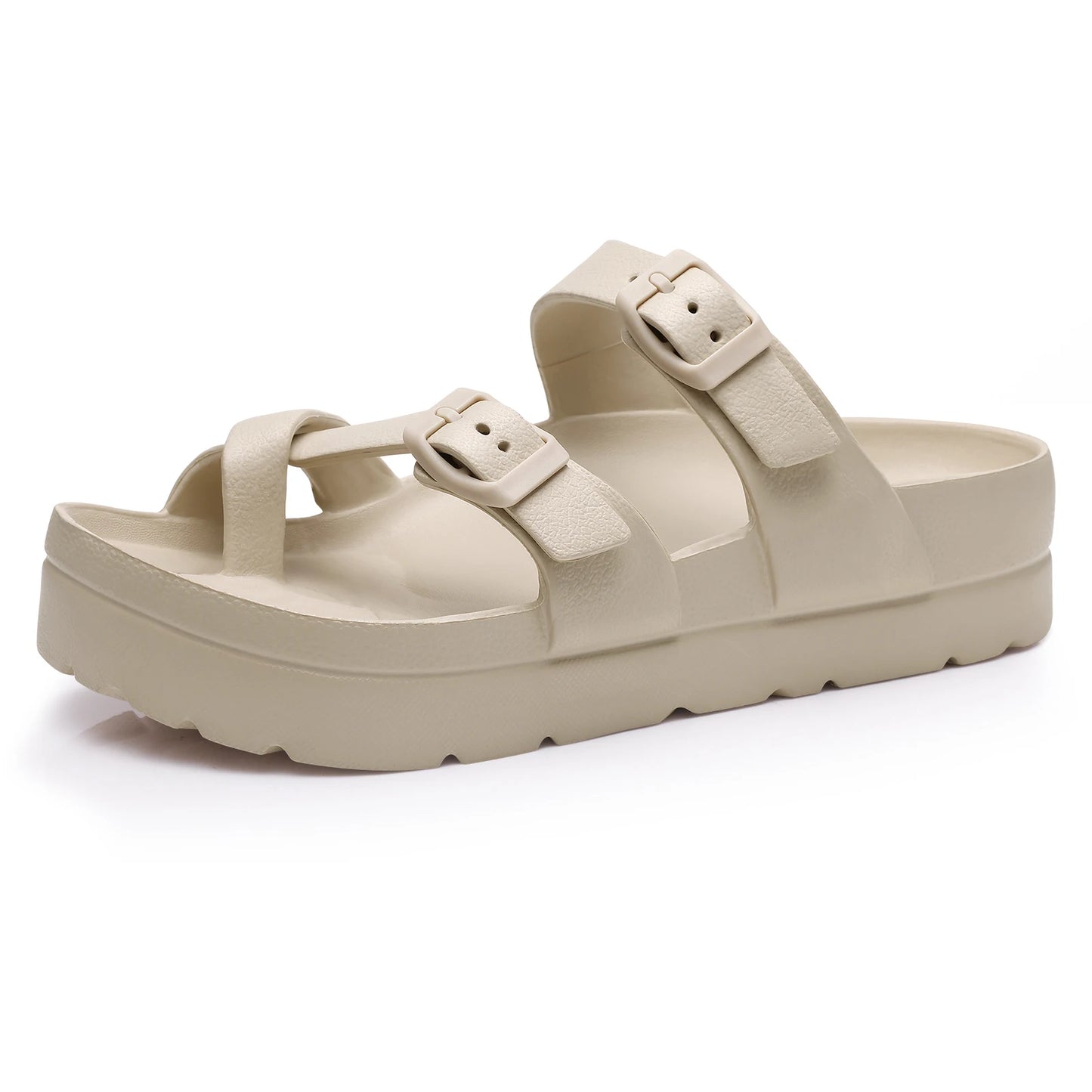 Shevalues Casual Women's Sandals With Arch Support Anti-slip Fashion New Slides Soft Sole Beach Slippers With Adjustable Buckle