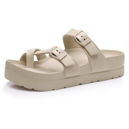Shevalues Casual Women's Sandals With Arch Support Anti-slip Fashion New Slides Soft Sole Beach Slippers With Adjustable Buckle