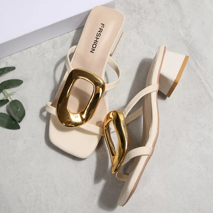 Women Sandals Sexy Designer Wedding Shoes Elegant Women Sandals Medium High Heel Open Toe Luxury Fashion Party Women's Shoes