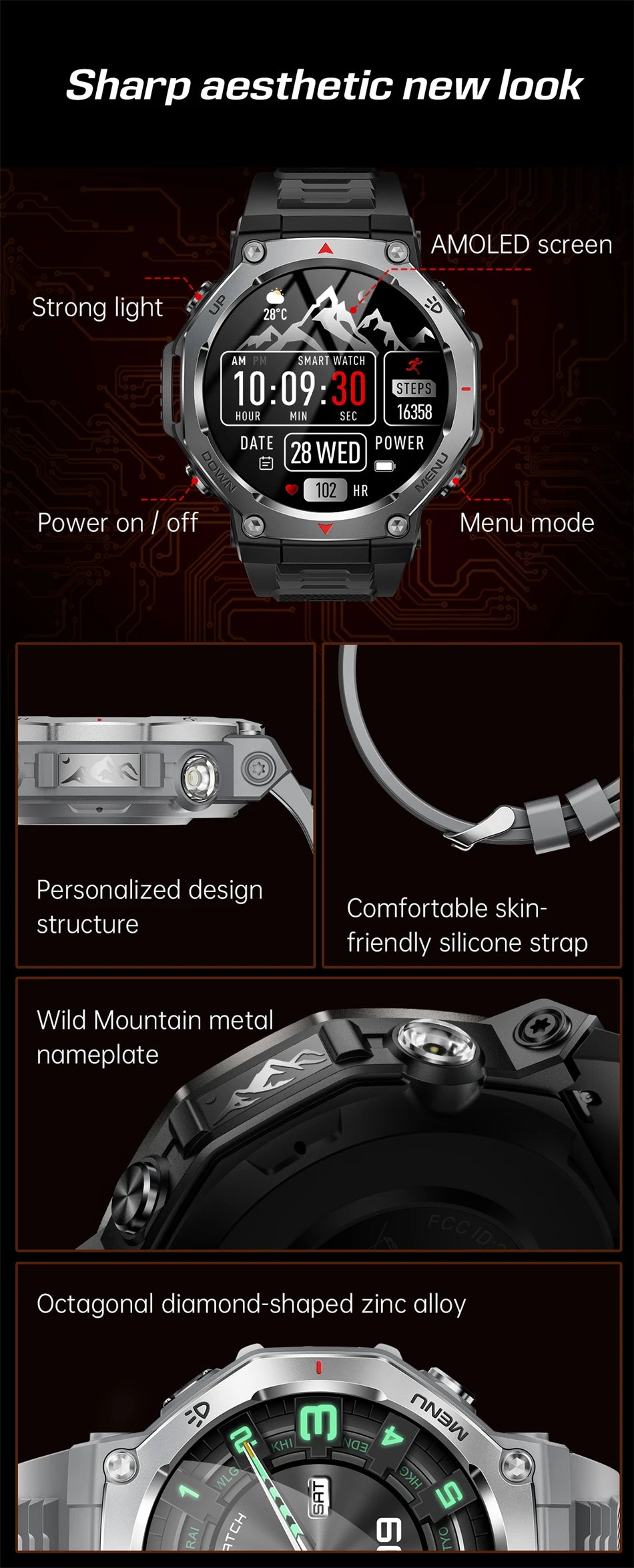 2026 New Military Active Edge Smart Watch Men 10ATM Waterproof GPS Motion Track 100+Sport Modes Heart Rate HD BT Call Smartwatch