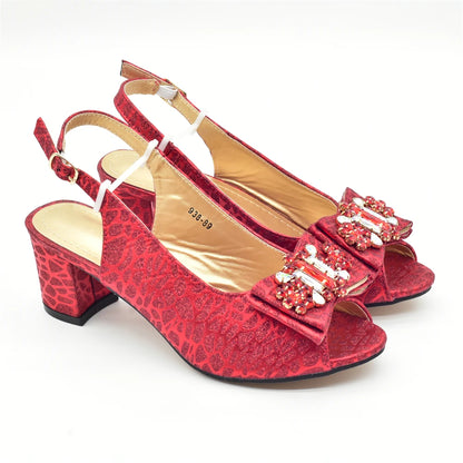Nigerian Shoes and Bags To Match Shoe and Bag Set for Party in Women Italian Wedding Rhinestones Elegant Peep Toe Sandals