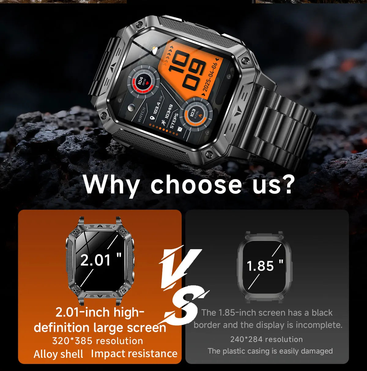 2026 New Outdoor GPS Smart Watch 1400mAh High Capacity Battery 2.01" Sapphire Screen 10ATM Waterproof Dual-color Lamp Smartwatch