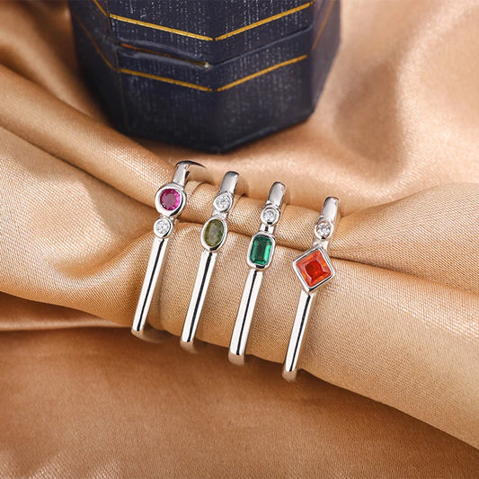 Simple Delicate Ring for Women's - High-quality Colored Zircon Ring That Can Be Stacked and Worn As Irregular Jewelry