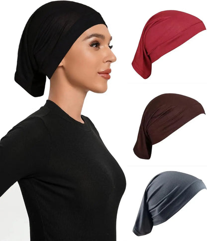 Muslim Underscarf Turban Hijab Ninja Inner Hat Women Chemo Cap Hair Loss Cover Bonnet Instant Bonnet Femme Musulman Headband